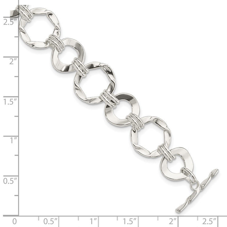Sterling Silver Fancy Circle Link Bracelet