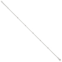 Sterling Silver Beads 5-Station 9 inch Plus 1.5 inch Extender - Total 10.5 inch Anklet