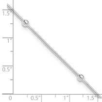 Sterling Silver Beads 5-Station 9 inch Plus 1.5 inch Extender - Total 10.5 inch Anklet