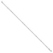 Sterling Silver 3mm Singapore Chain 8 inch Plus 1 inch Extender - Total 9 inch Anklet