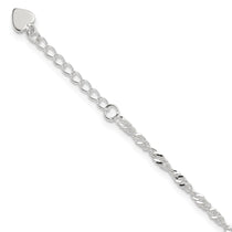 Sterling Silver 3mm Singapore Chain 8 inch Plus 1 inch Extender - Total 9 inch Anklet