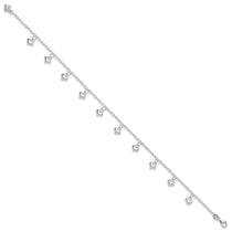 Sterling Silver Polished Puffed Heart Anklet