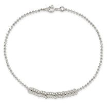 Sterling Silver 10inch Polished Fancy Love Ring Anklet