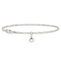 Sterling Silver Shell Dangle 9 inch Plus 1 inch Extender - Total 10 inch Anklet