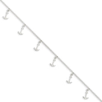 Sterling Silver Anchor Charms 9 inch Plus 1 inch Extender - Total 10 inch Anklet