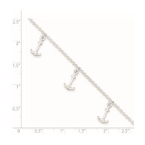 Sterling Silver Anchor Charms 9 inch Plus 1 inch Extender - Total 10 inch Anklet