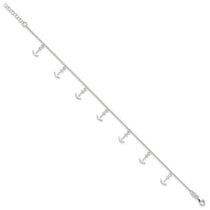 Sterling Silver Anchor Charms 9 inch Plus 1 inch Extender - Total 10 inch Anklet