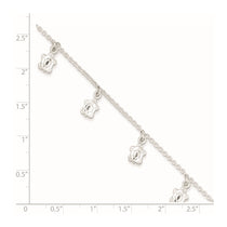 Sterling Silver Turtle Charms 9 inch Plus 1 inch Extender - Total 10 inch Anklet