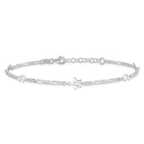 Sterling Silver Moon and Star 9 inch Plus 1 inch Extender - Total 10 inch Anklet