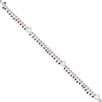 Sterling Silver Red Beads and Heart 10 inch Plus 1 inch Extender - Total 11 inch Anklet