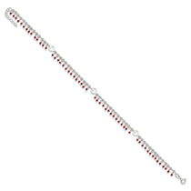 Sterling Silver Red Beads and Heart 10 inch Plus 1 inch Extender - Total 11 inch Anklet