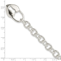Sterling Silver Polished Heart and Key Bracelet