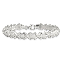 Sterling Silver Polished and Satin X and O Bracelet