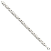 Sterling Silver Polished and Satin X and O Bracelet