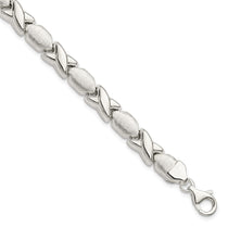 Sterling Silver Polished and Satin X and O Bracelet