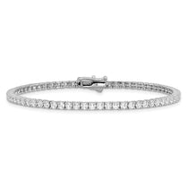 Sterling Shimmer Sterling Silver Rhodium-plated 2.3mm CZ 70 Stone 7 inch Bracelet
