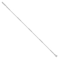 Sterling Silver Rhodium-plated Beaded 10 inch Plus 0.5 inch extender - Total 10.5 inch Anklet