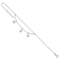 Sterling Silver 2-Strand Starfish 9 inch Plus 1 inch Extender - Total 10 inch Anklet