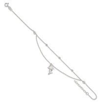 Sterling Silver Palm Tree 2-Strand 9 inch Plus 1 inch Extender - Total 10 inch Anklet