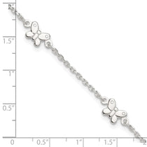 Sterling Silver Butterflies 9 inch Plus 1 inch Extender - Total 10 inch Anklet
