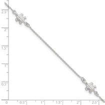 Sterling Silver Turtle 3-Station 9 inch Plus 1 inch Extender - Total 10 inch Anklet