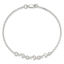 Sterling Silver 3 Dolphins Anklet