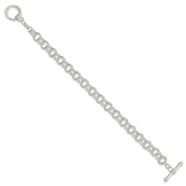 Sterling Silver Polished Fancy Link 7.5 inch Toggle Charm Bracelet