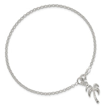 Sterling Silver 10inch Solid Polished Palm Tree Anklet