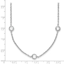 Sterling Silver Rhodium-plated 9-Station CZ Polished Necklace