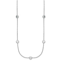 Sterling Silver Rhodium-plated 11-Station CZ Polished Necklace
