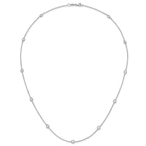 Sterling Silver Rhodium-plated 11-Station CZ Polished Necklace