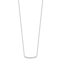 Sterling Silver CZ 18in Curved Bar Necklace