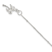 Sterling Silver 10inch Solid Polished Palm Tree Anklet