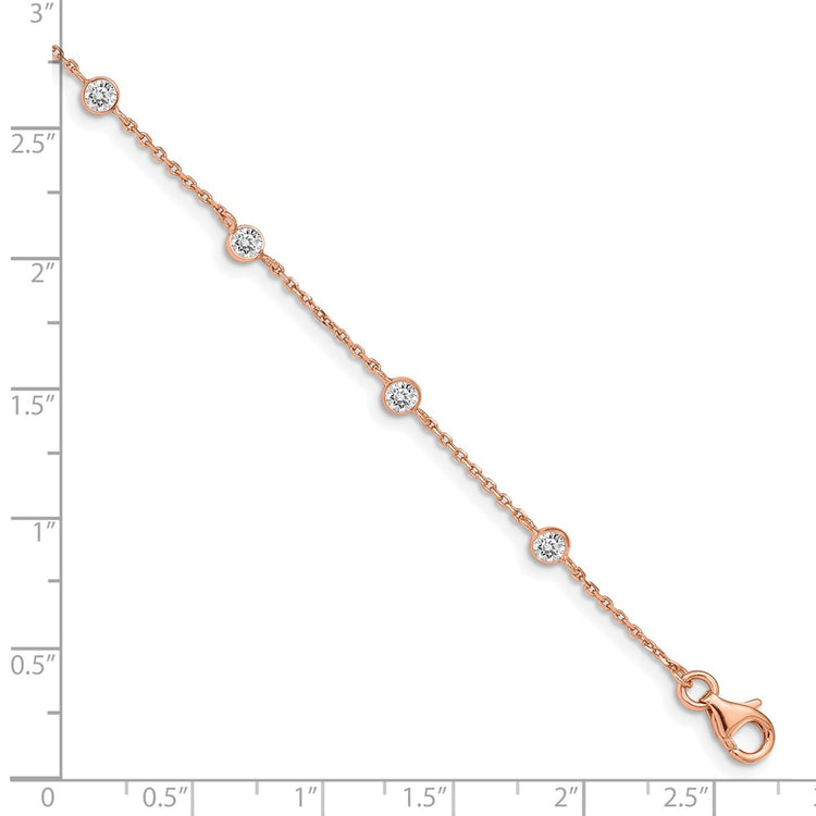 Rose gold heart bracelet close-up