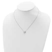 Sterling Silver Square Halo CZ Necklace 16-17" - view 4
