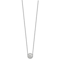 Sterling Silver Round Halo CZ Necklace 16-17" - view 2
