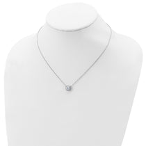 Sterling Silver Round Halo CZ Necklace 16-17" - view 4