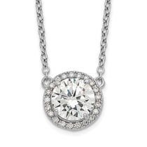 Sterling Silver Cubic Zirconia Tennis Necklace - Hypoallergenic Sterling Silver Tennis Necklaces for Women - Size 16-17 Inch - Round Halo Simulated Di