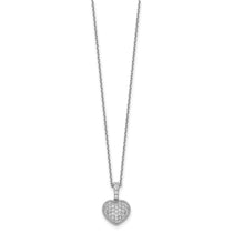 Sterling Shimmer Sterling Silver Rhodium-plated 16 inch 40 Stone Heart CZ Necklace with 2 inch extender