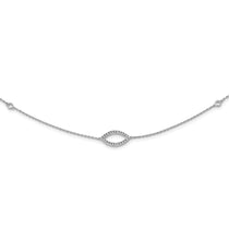 Sterling Shimmer Sterling Silver Rhodium-plated 18 inch 76 Stone 7 Station CZ Necklace