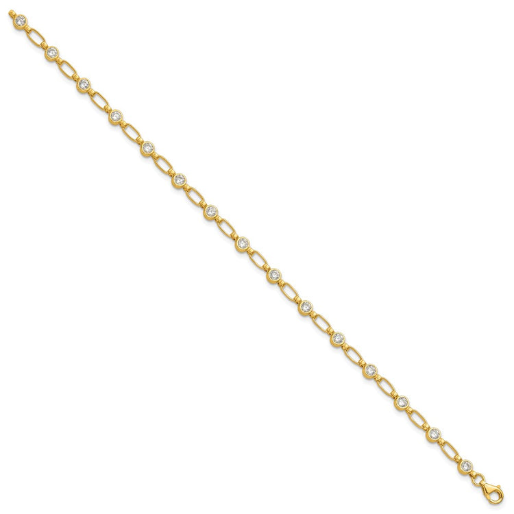 Sterling Silver Gold-Tone Bezel-Set Cubic Zirconia Tennis Bracelet - Hypoallergenic Sterling Silver Tennis Bracelets for Women - Size 7.5 In - view 2