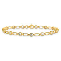 Sterling Silver Gold-Tone Bezel-Set Cubic Zirconia Tennis Bracelet - Hypoallergenic Sterling Silver Tennis Bracelets for Women - Size 7.5 In - view 3
