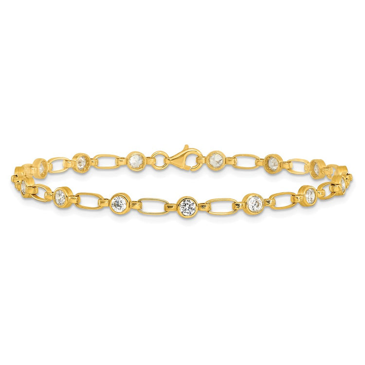 Sterling Silver Gold-Tone Bezel-Set Cubic Zirconia Tennis Bracelet - Hypoallergenic Sterling Silver Tennis Bracelets for Women - Size 7.5 In - view 3
