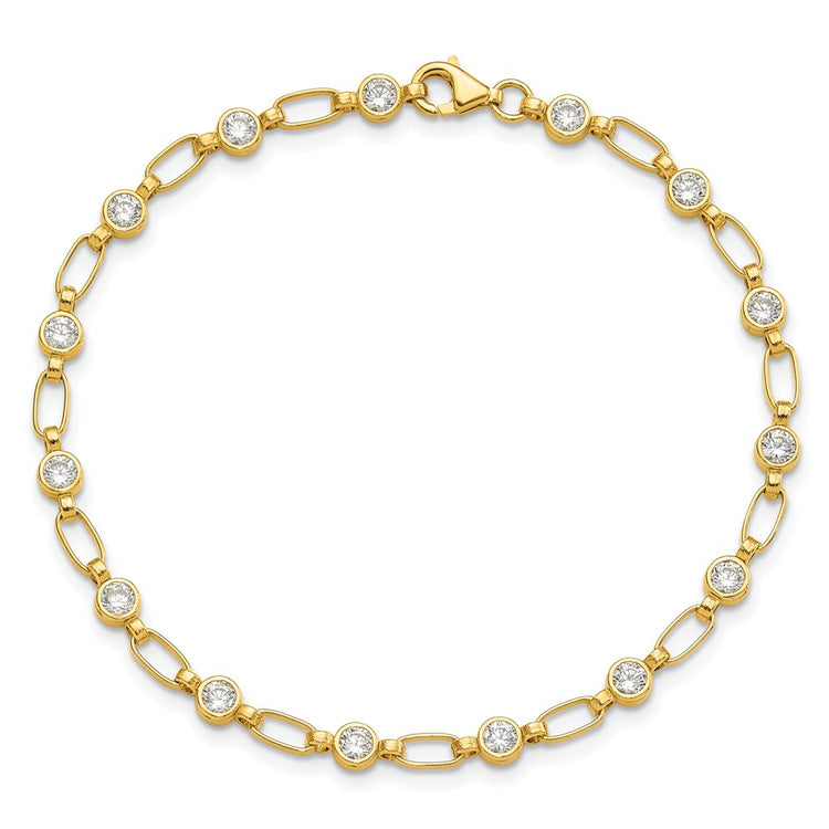 Sterling Silver Gold-Tone Bezel-Set Cubic Zirconia Tennis Bracelet - Hypoallergenic Sterling Silver Tennis Bracelets for Women - Size 7.5 In - view 4