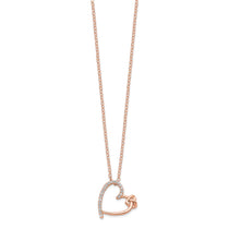 Sterling Silver Rose Gold-Tone Cubic Zirconia Rose Gold Heart Necklace - Hypoallergenic Sterling Silver Heart Necklaces for Women - Size 18  - view 2