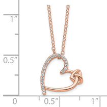 Sterling Silver Rose Gold-Tone Cubic Zirconia Rose Gold Heart Necklace - Hypoallergenic Sterling Silver Heart Necklaces for Women - Size 18  - view 4
