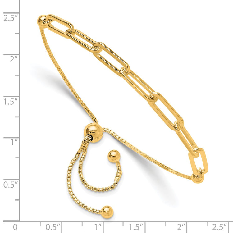 Sterling Silver Gold-Tone Polished Paperclip Link Adjustable Bracelet - Hypoallergenic Sterling Silver Paperclip Bracelets for Women - Adjus - view 3