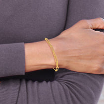 Sterling Silver Gold-Tone Polished Paperclip Link Adjustable Bracelet - Hypoallergenic Sterling Silver Paperclip Bracelets for Women - Adjus - view 4