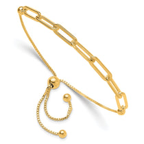 Sterling Silver Gold-Tone Polished Paperclip Link Adjustable Bracelet - Hypoallergenic Sterling Silver Paperclip Bracelets for Women - Adjustable - Tr