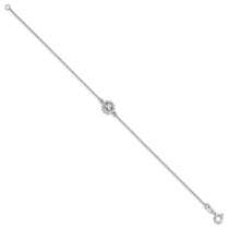 Sterling Silver Halo CZ Tennis Bracelet 7.25-8.25" - view 2